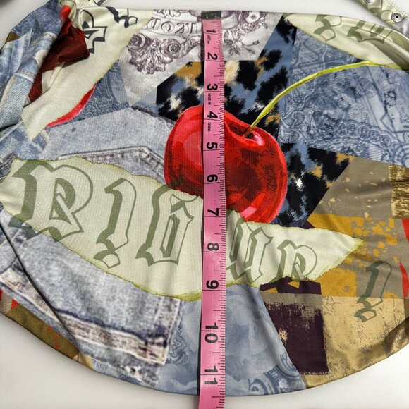 I.AM.GIA Sasha Cherry Print Drape Top Cowl Neck Halter Open-back - Picture 8 of 8